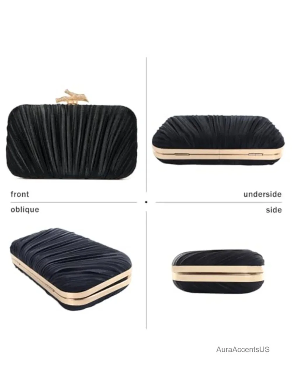 Satin Pleated Evening Clutch with Chain Strap